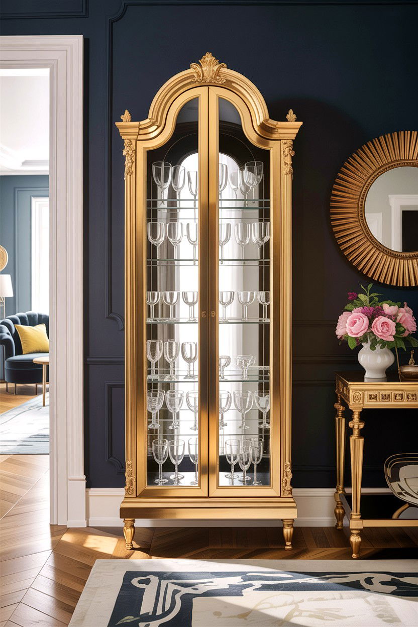 Gold Cabinet - 30 living room gold furniture ideas