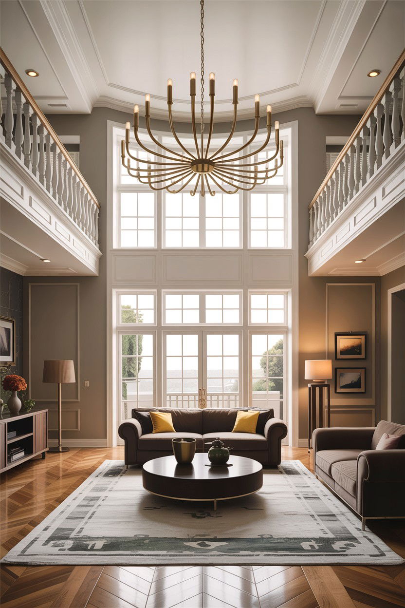 Gold Chandelier - 30 living room gold furniture ideas