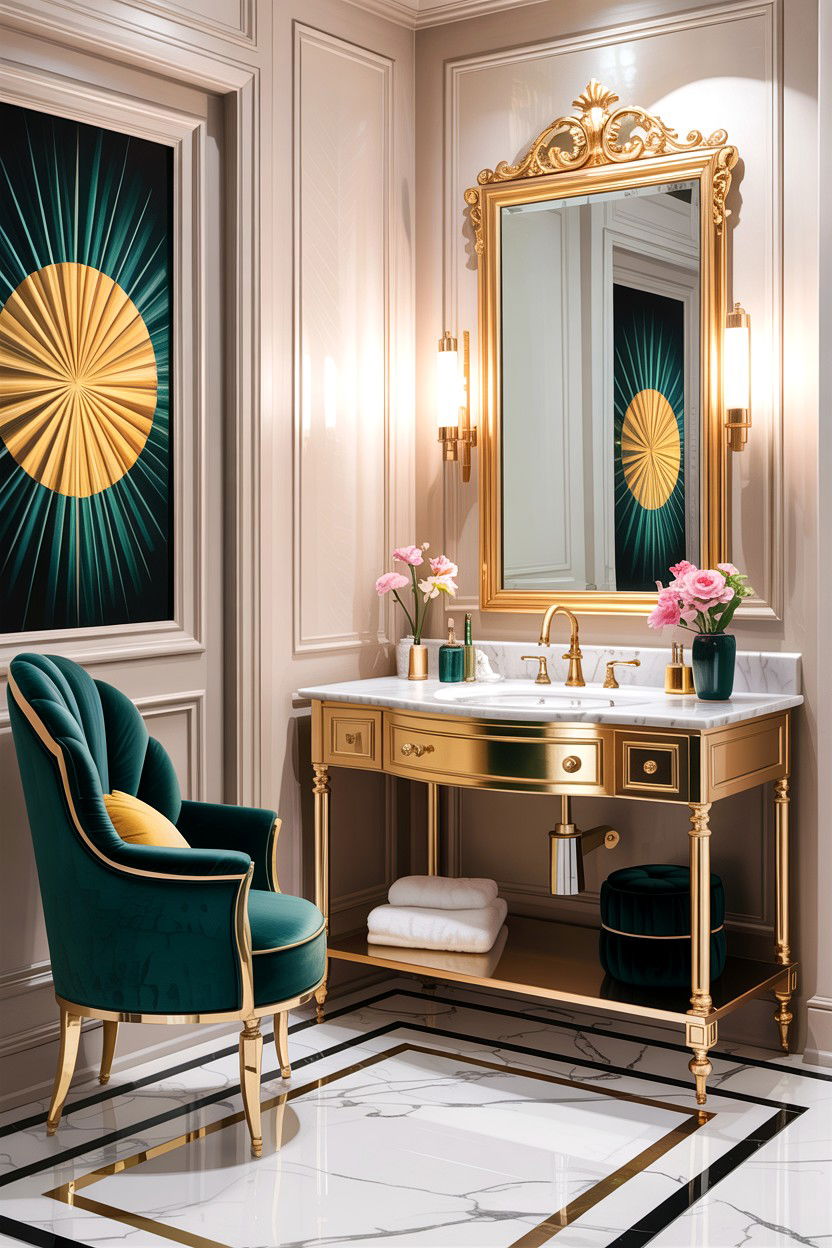 Gold Corner Vanity - 30 bedroom corner vanity ideas