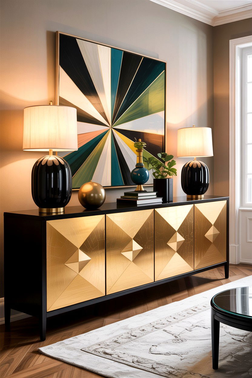 Gold Credenza - 30 living room gold furniture ideas