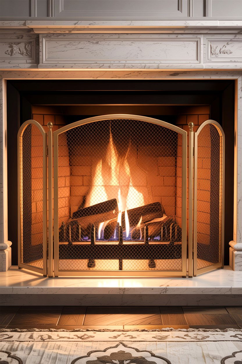 Gold Fireplace Screen - 30 living room gold furniture ideas