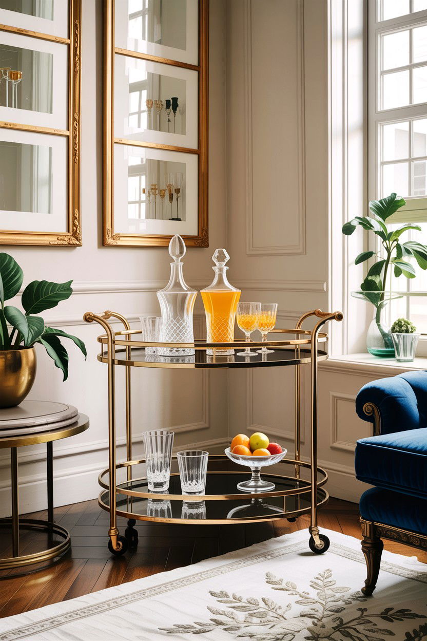 Gold Glass Bar Cart - 30 living room glass furniture ideas