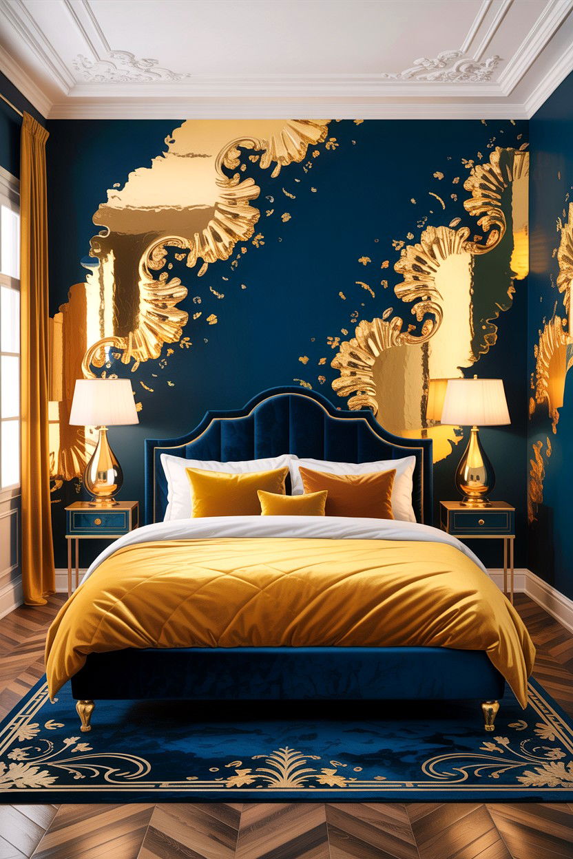 Gold Leaf Accents - 30 bedroom accent wall ideas