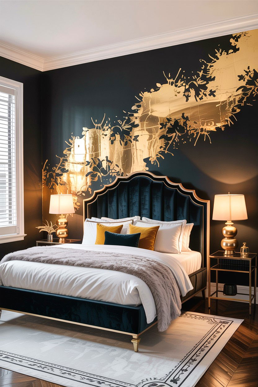 Gold Leaf Detail - 30 bedroom accent walls