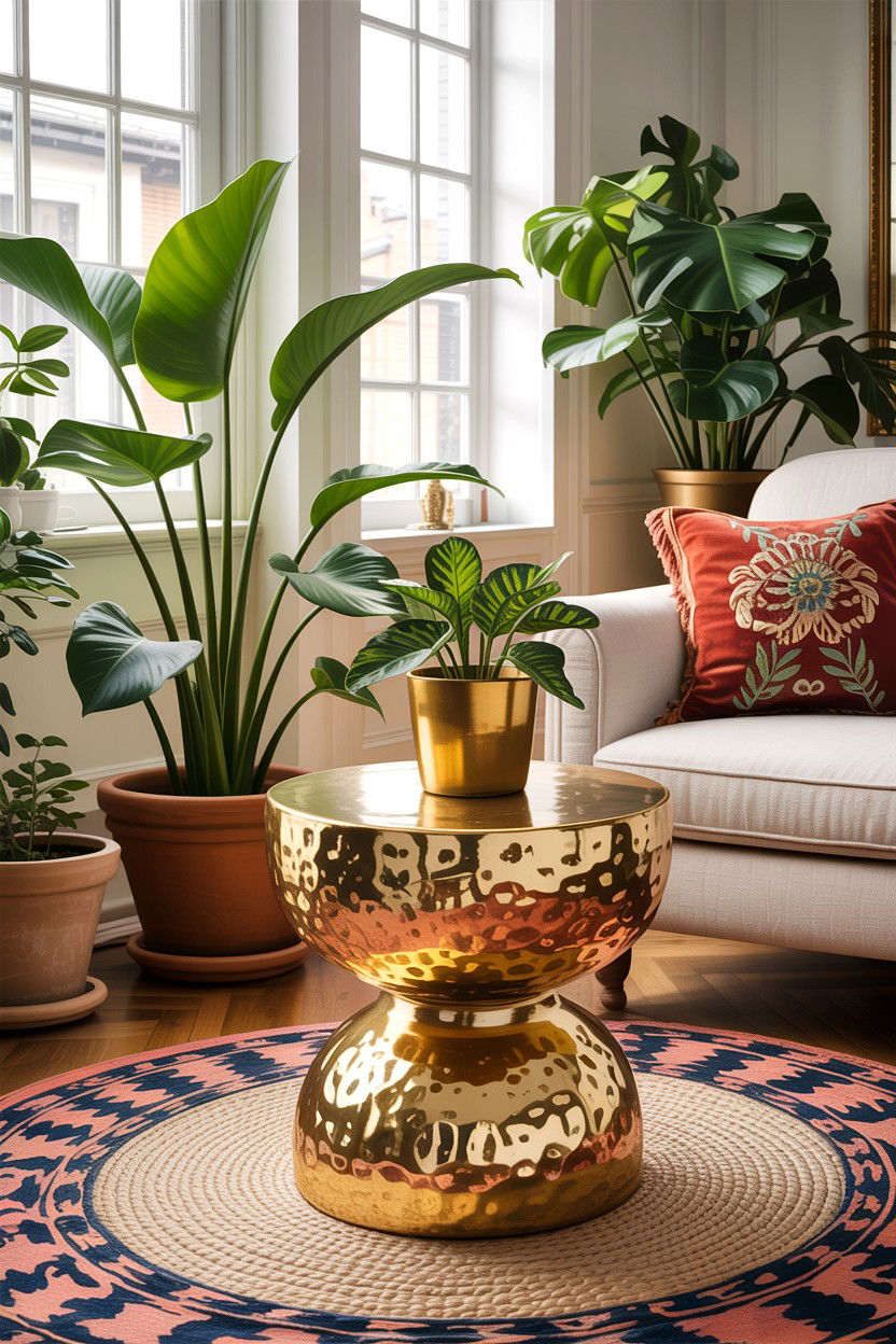 Gold Leaf Table - 30 living room gold furniture ideas