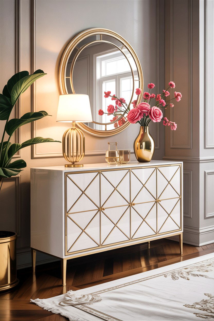 Gold Metal Accent Credenza - 30 living room credenza ideas