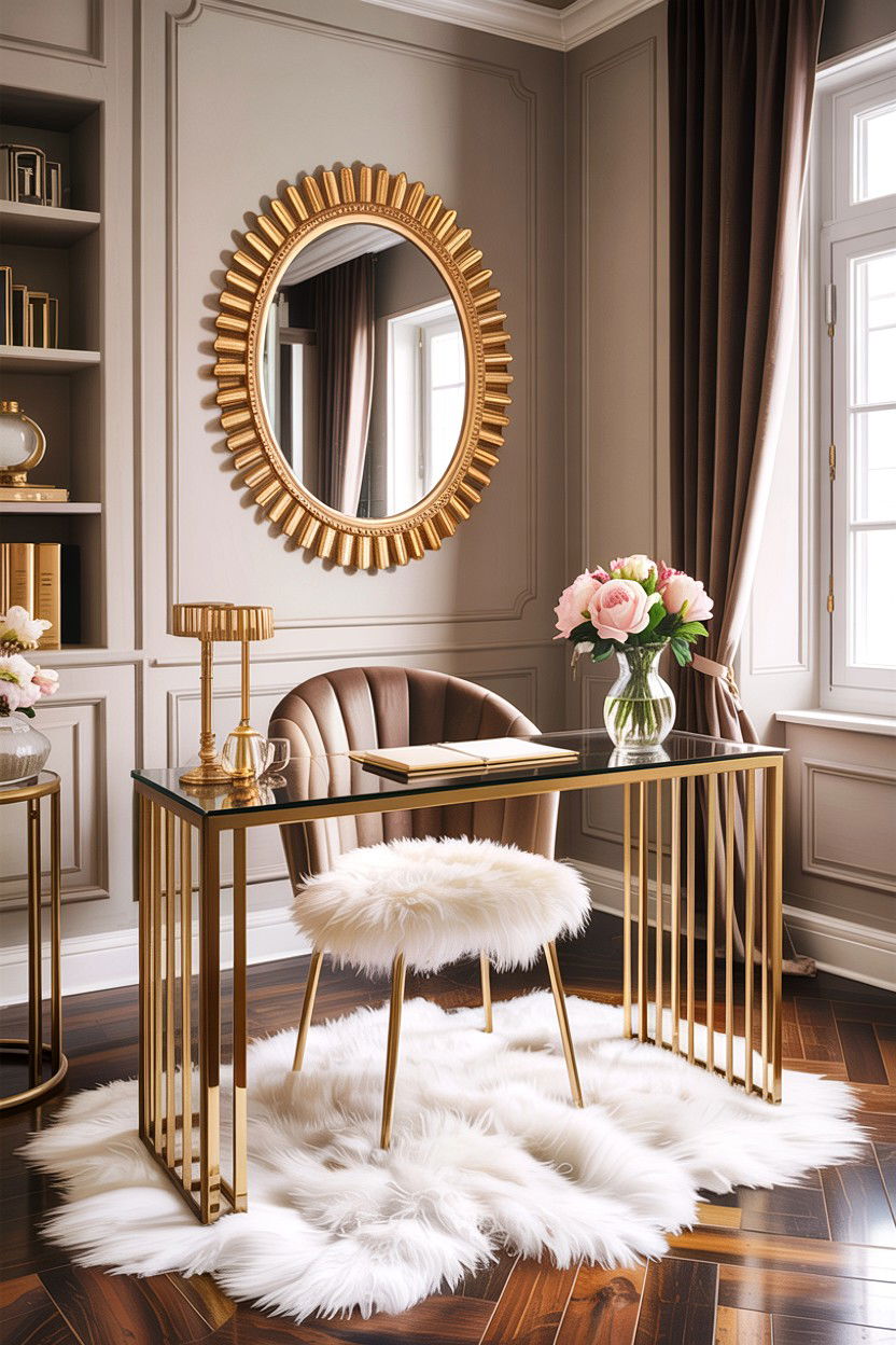 Gold Metal Desk - 30 bedroom writing desks