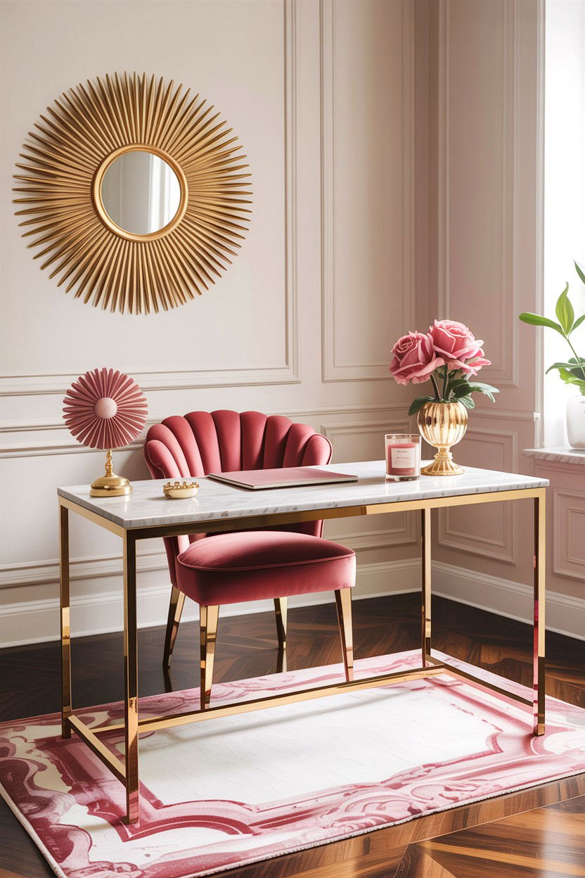 Gold Metal Desk - 30 bedroom study desk ideas