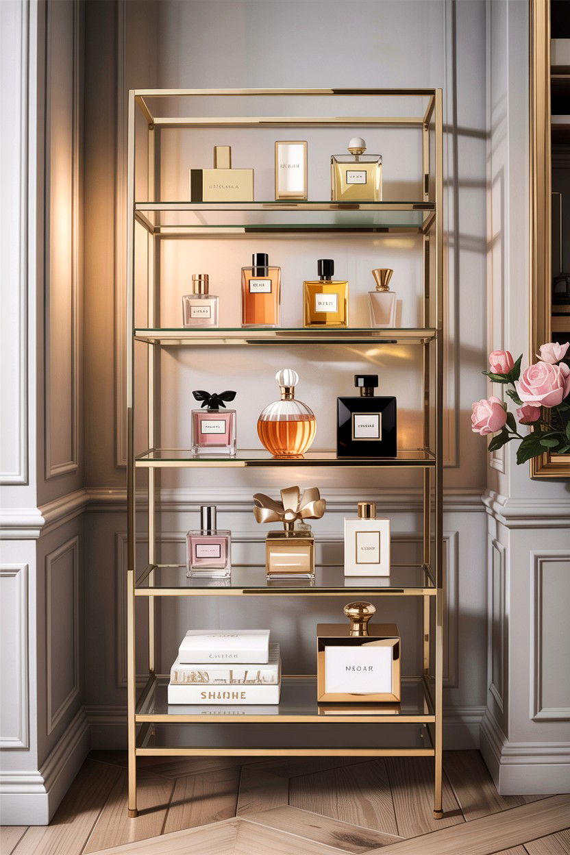 Gold Metal Frame Shelving - 30 bedroom shelf dividers