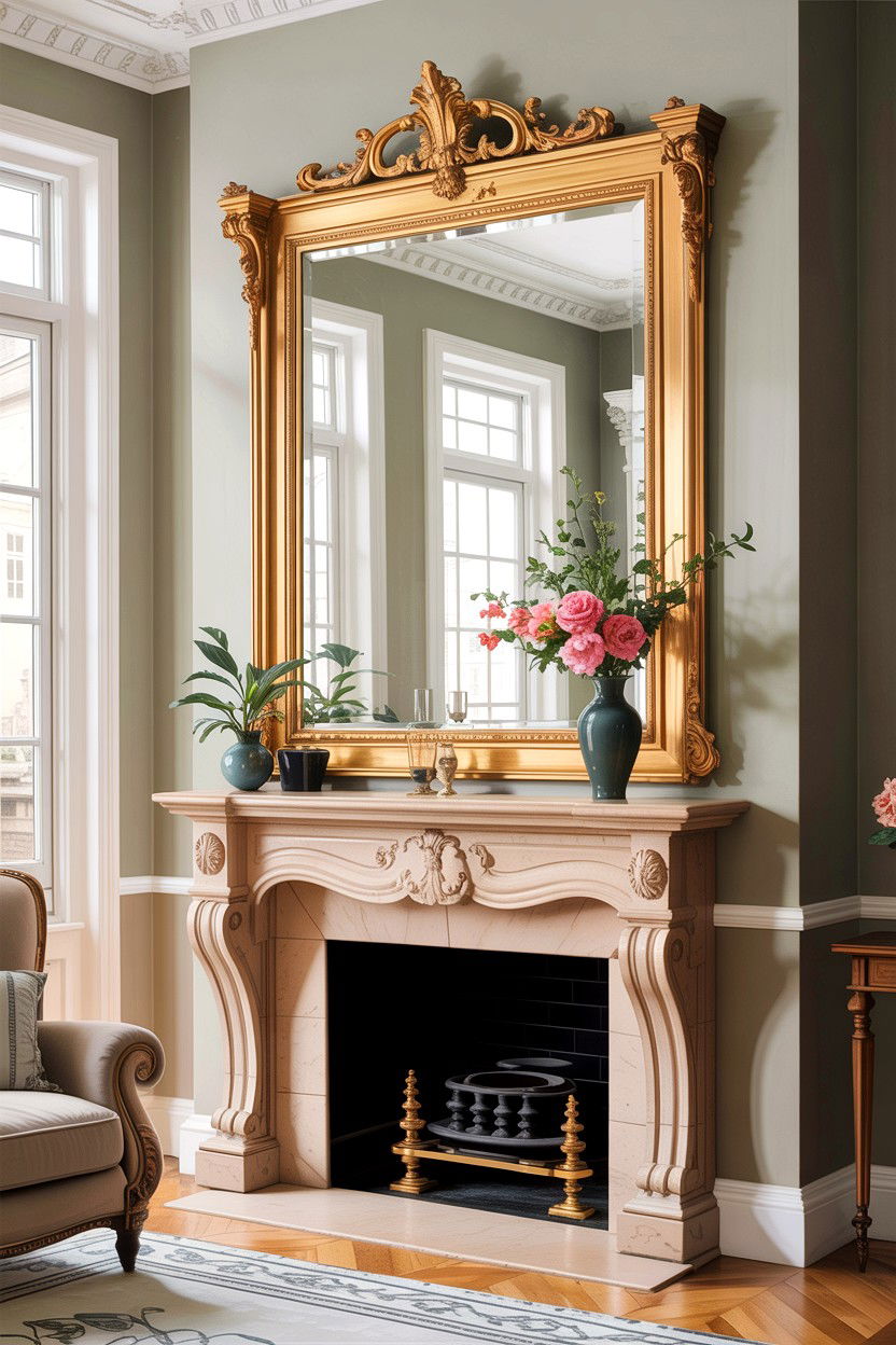 Gold Mirror - 30 living room gold furniture ideas