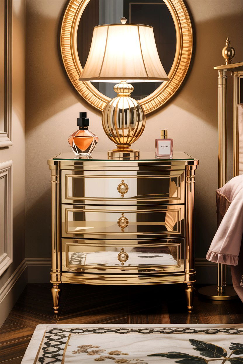 Gold Nightstand - 30 bedroom nightstand ideas