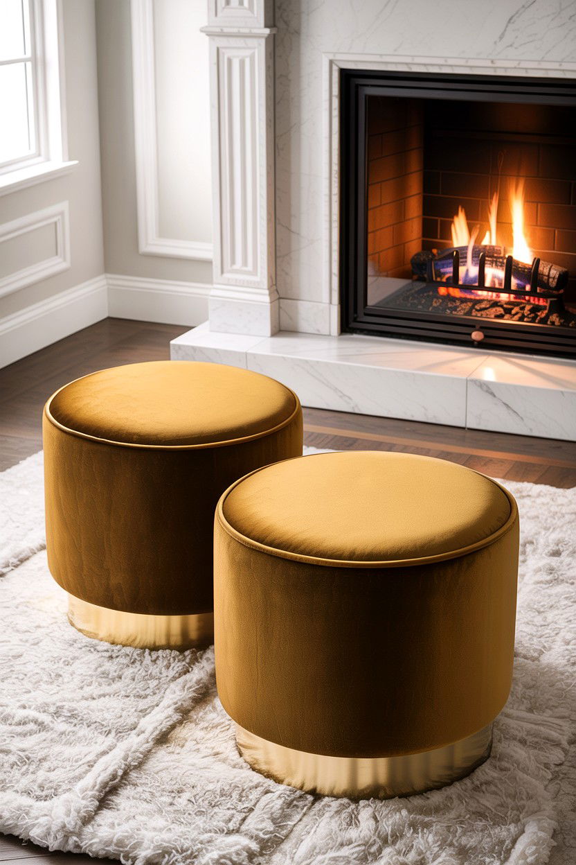 Gold Ottoman - 30 living room gold furniture ideas