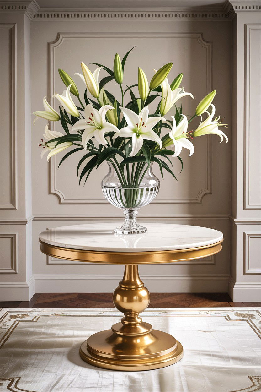 Gold Pedestal Table - 30 living room gold furniture ideas