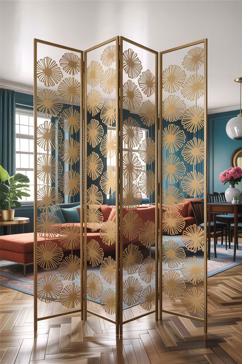 Gold Room Divider - 30 living room gold furniture ideas