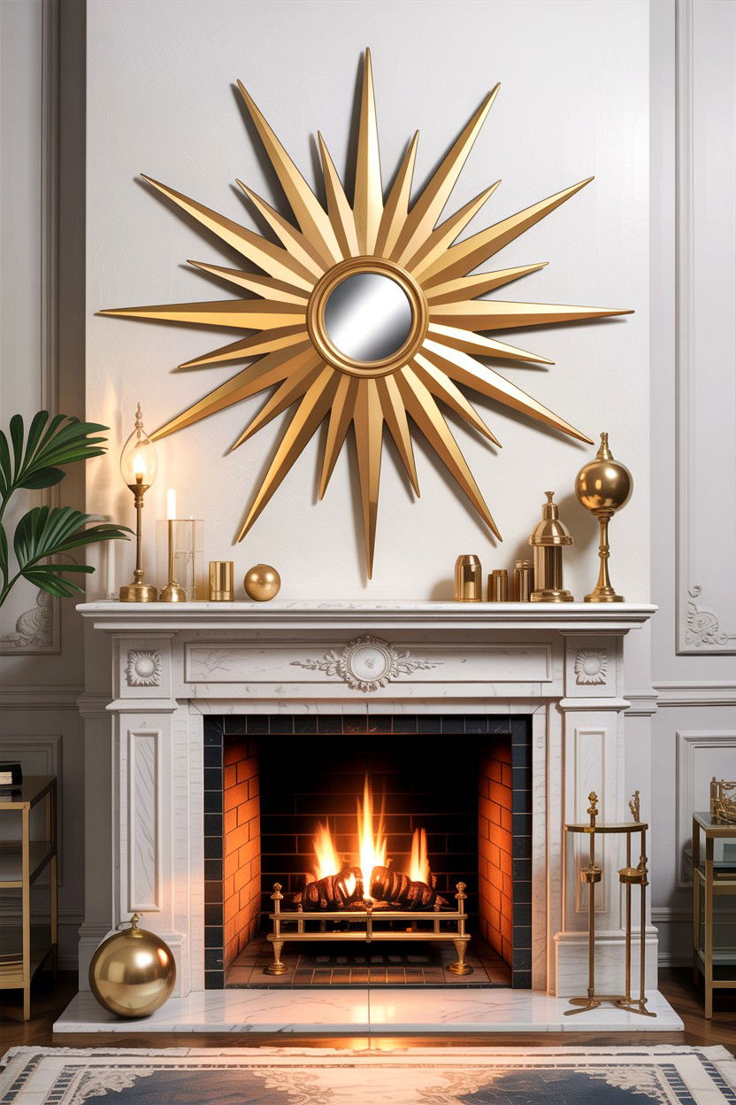 Gold Starburst Mirror - 30 Hollywood living room ideas