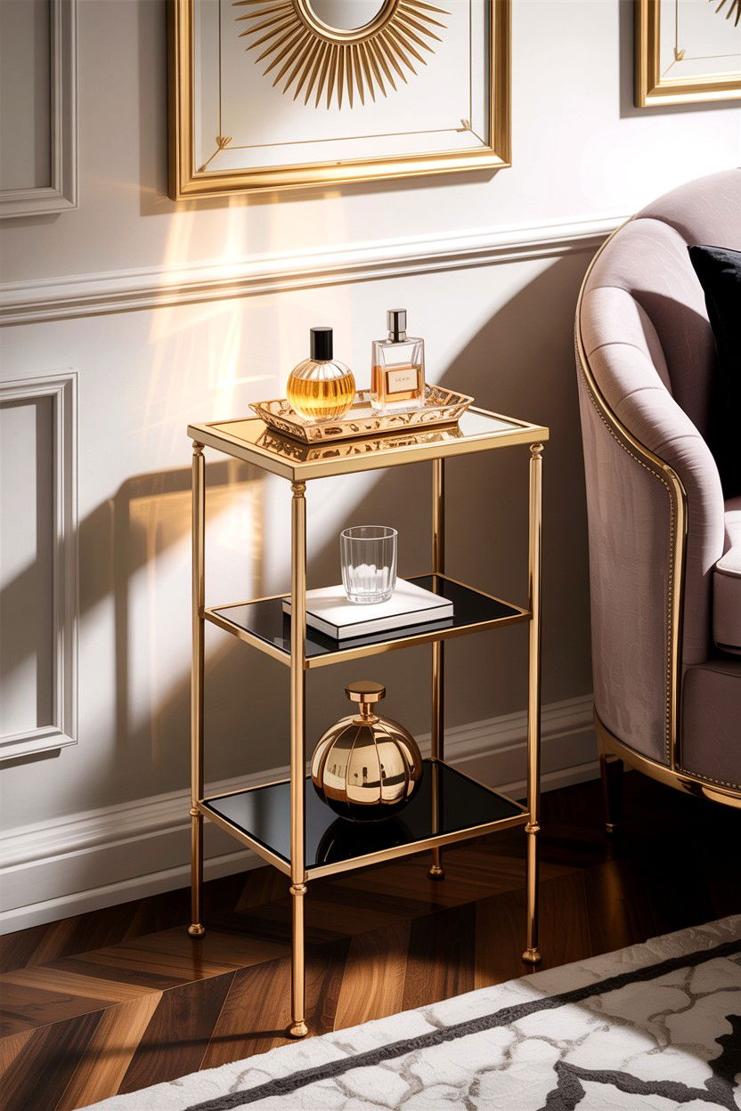 Gold Tall Nightstand With Glass Top - 30 bedroom tall nightstands