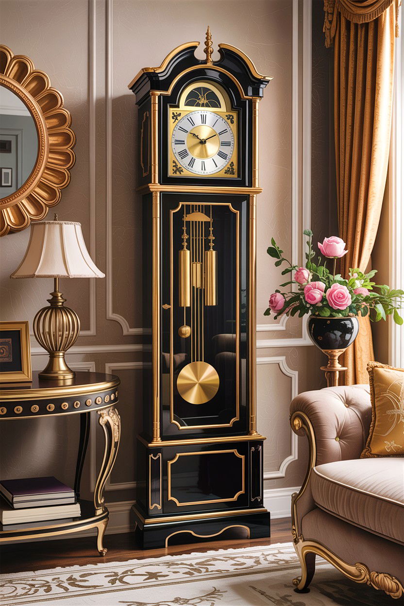 Gold Trim Grandfather Clock - 30 living room grandfather clocks