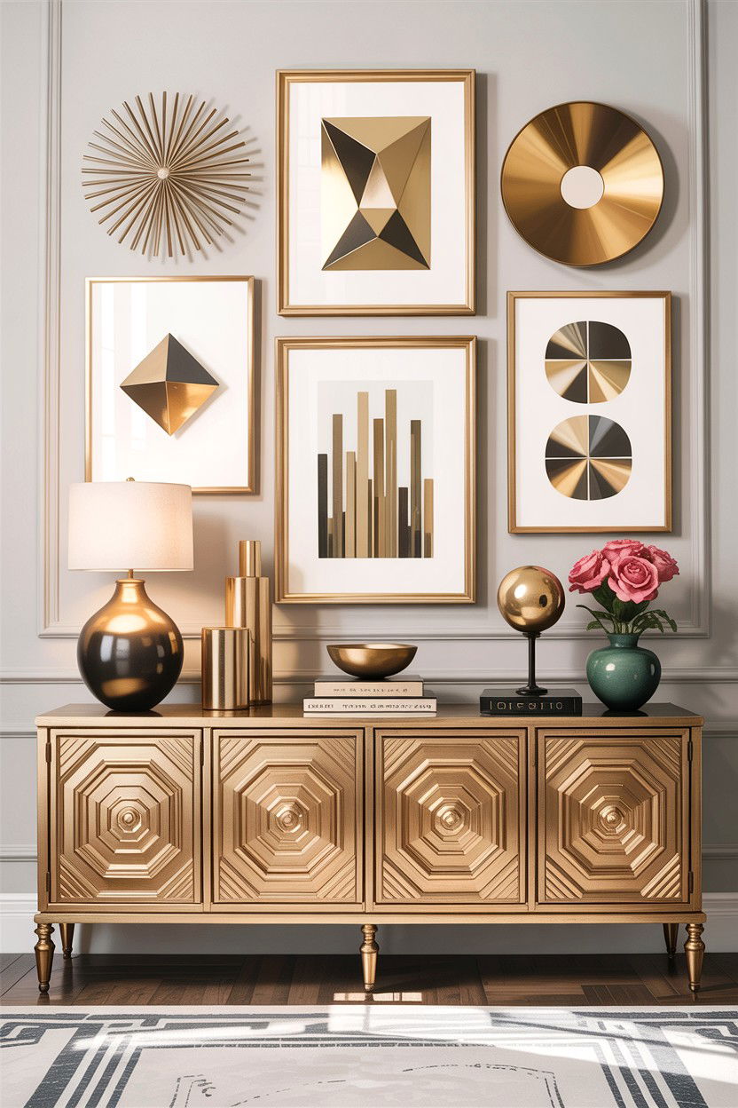 Gold Wall Art - 30 living room gold furniture ideas