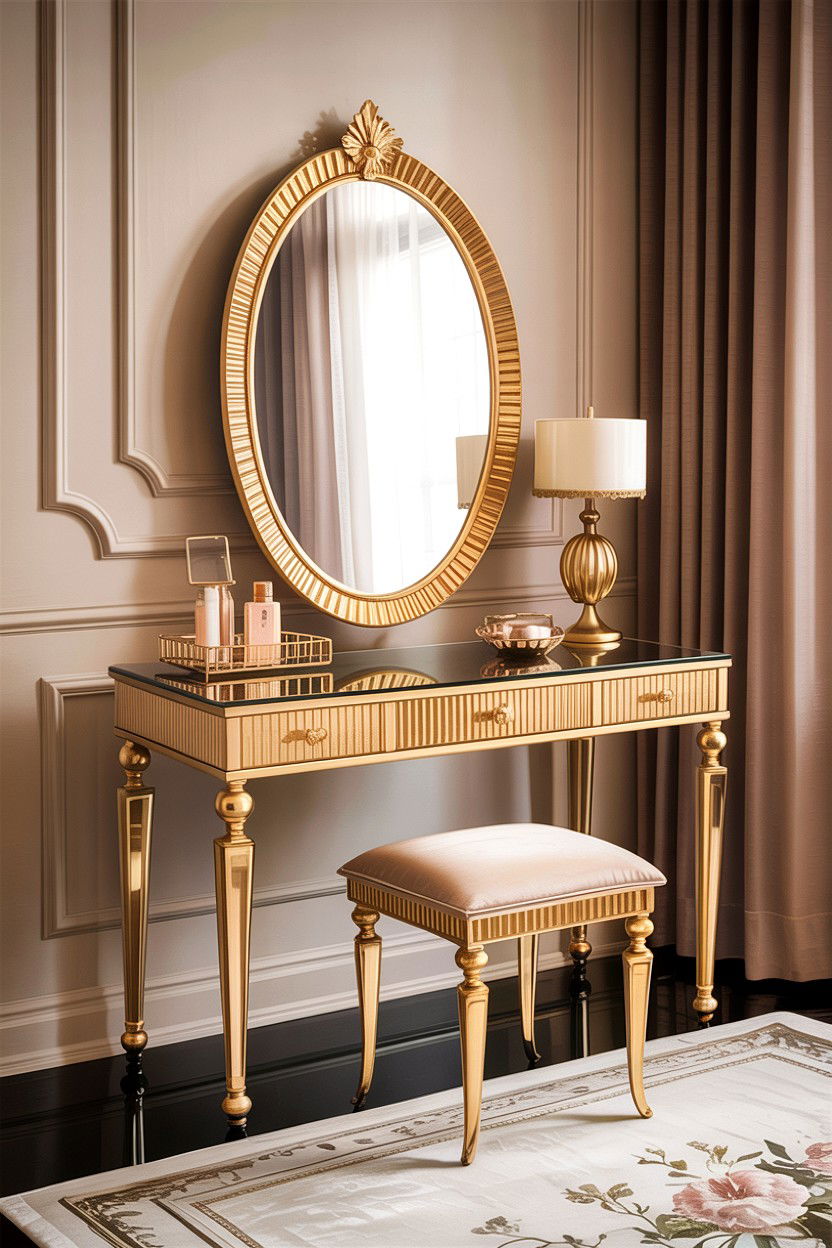 Gold accent vanity table - 30 bedroom vanity ideas