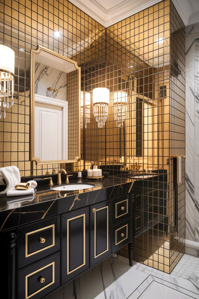 Gold bathroom accent - 30 bathroom accent wall ideas