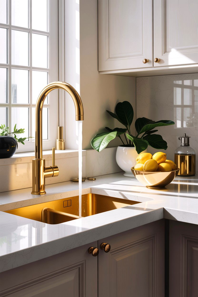 Gold filtered water faucet - 30 gold faucet ideas