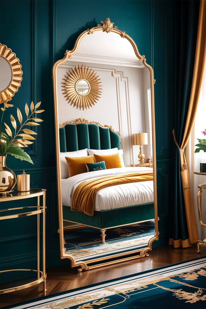 Gold floor mirror - 30 bedroom floor mirrors
