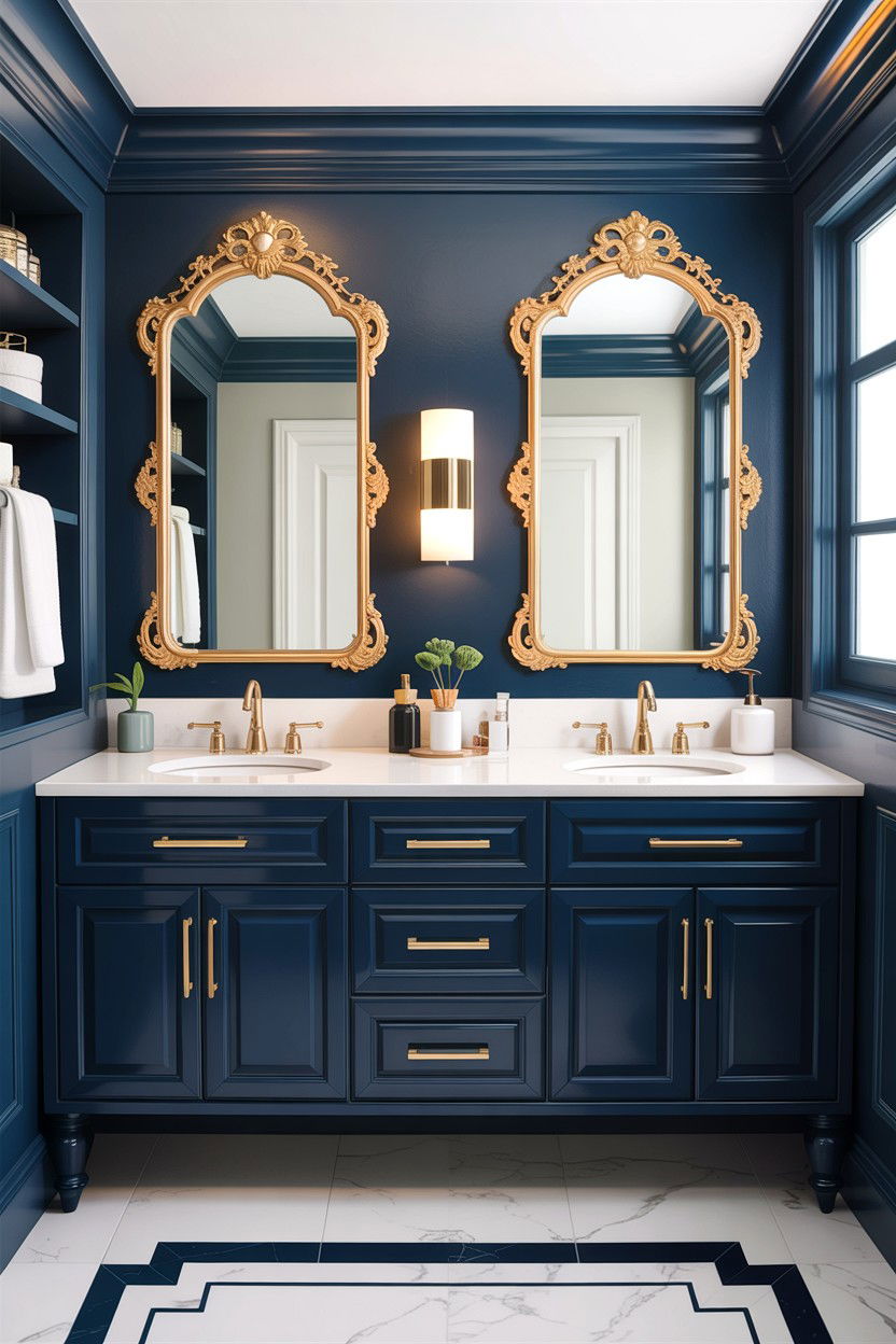 Gold hardware vanity - 30 Hollywood regency bathroom ideas