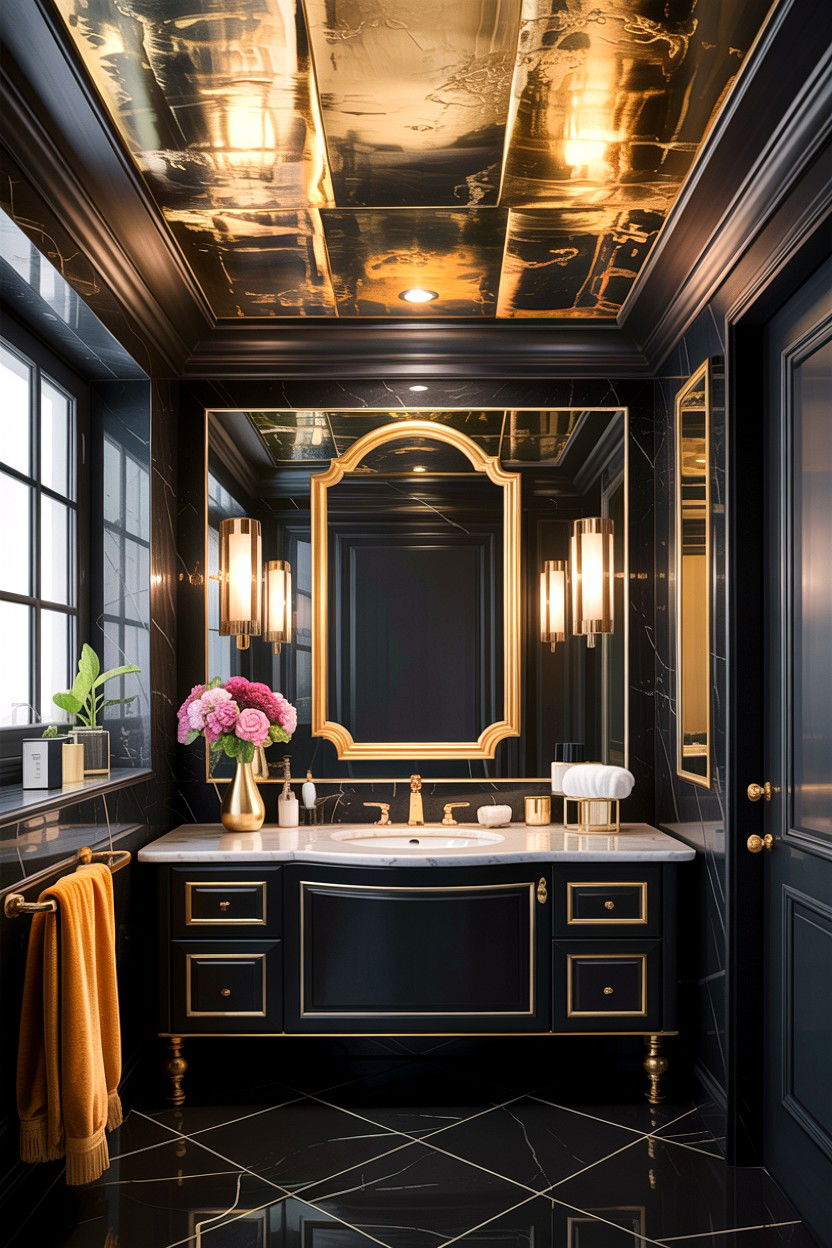 Gold leaf bathroom ceiling - 30 bathroom ceiling ideas