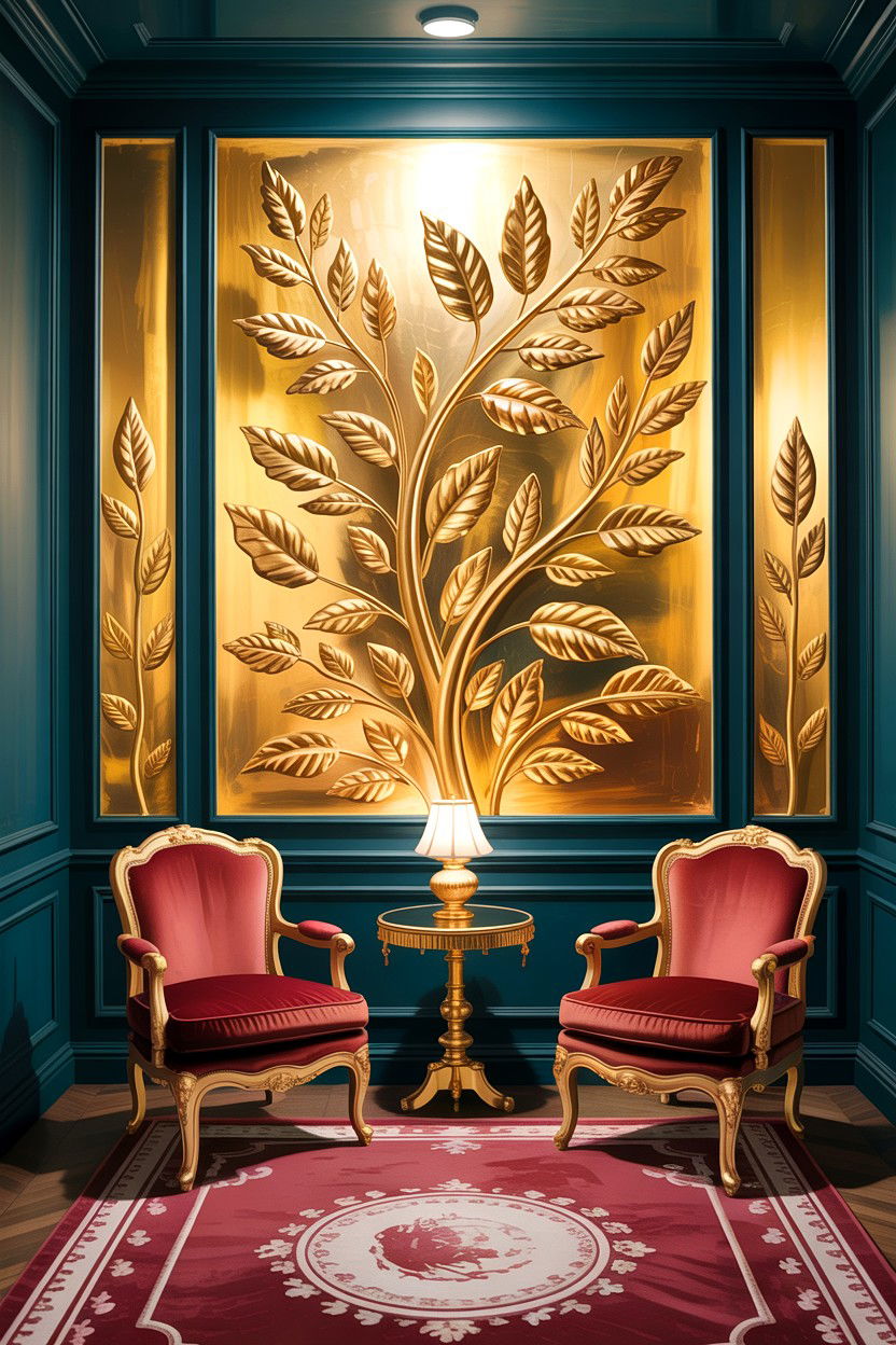 Gold leaf wall - 30 Indian bedroom ideas