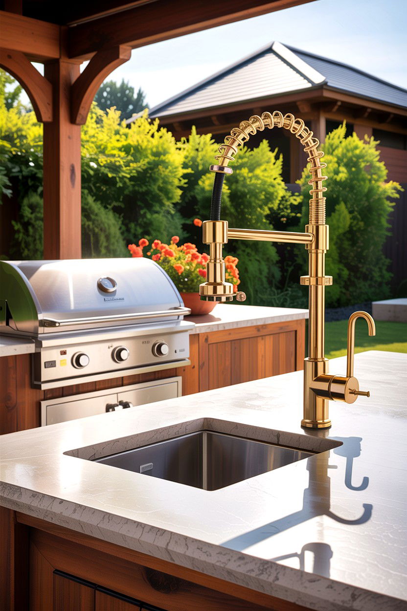 Gold outdoor kitchen faucet - 30 gold faucet ideas