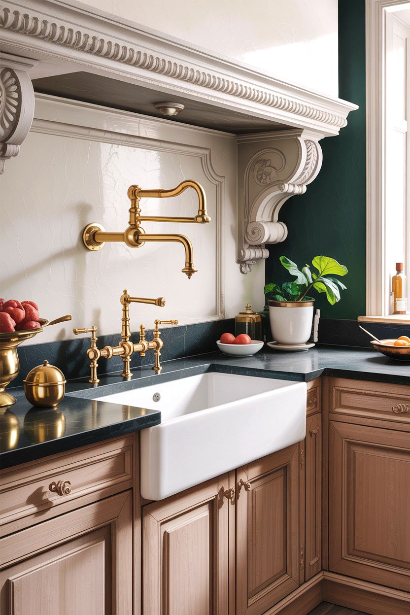 Gold wall mount kitchen faucet - 30 gold faucet ideas