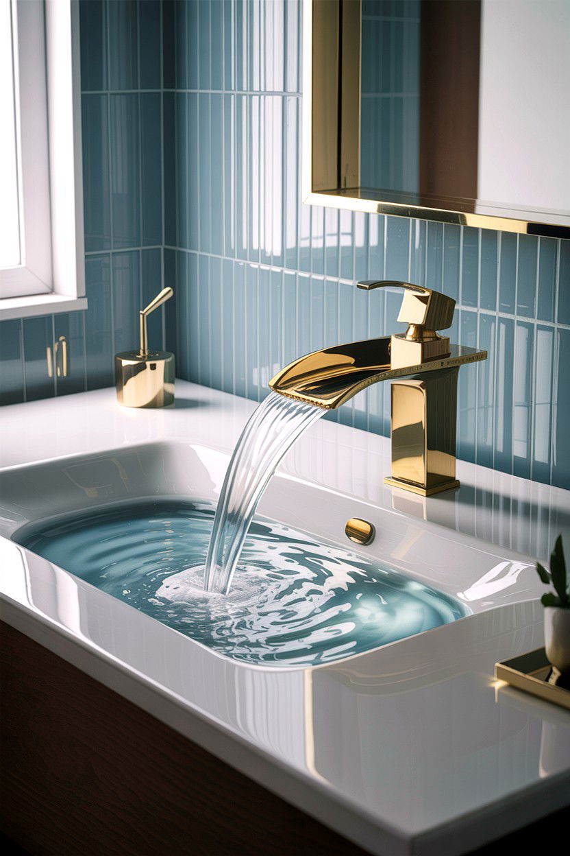 Gold waterfall bathroom faucet - 30 gold faucet ideas