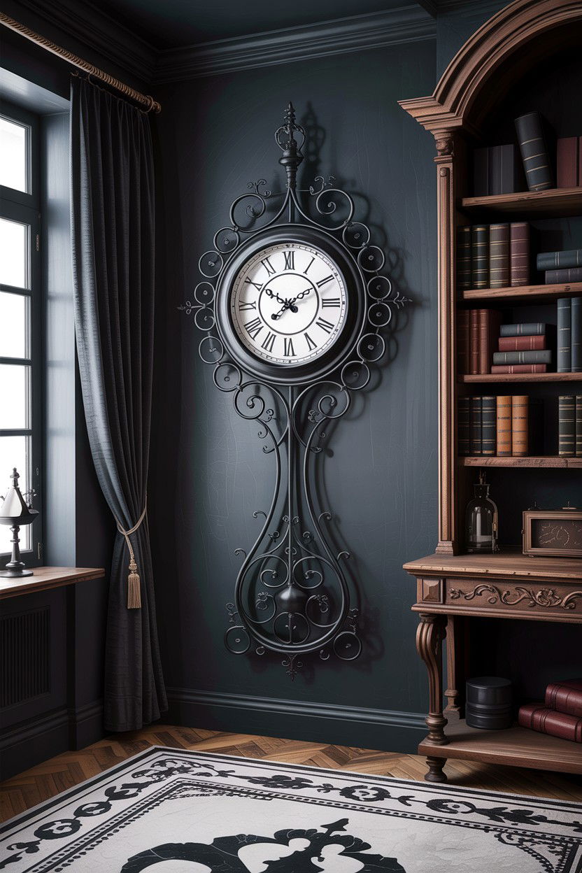 Gothic Black Iron Clock - 30 bedroom vintage clocks