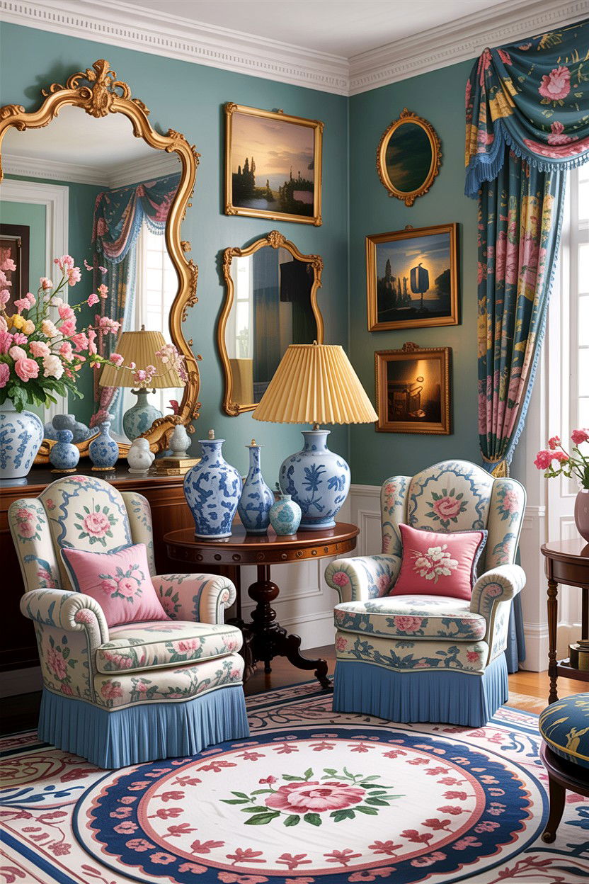 Grandmillennial living room - 30 cluttercore living room ideas