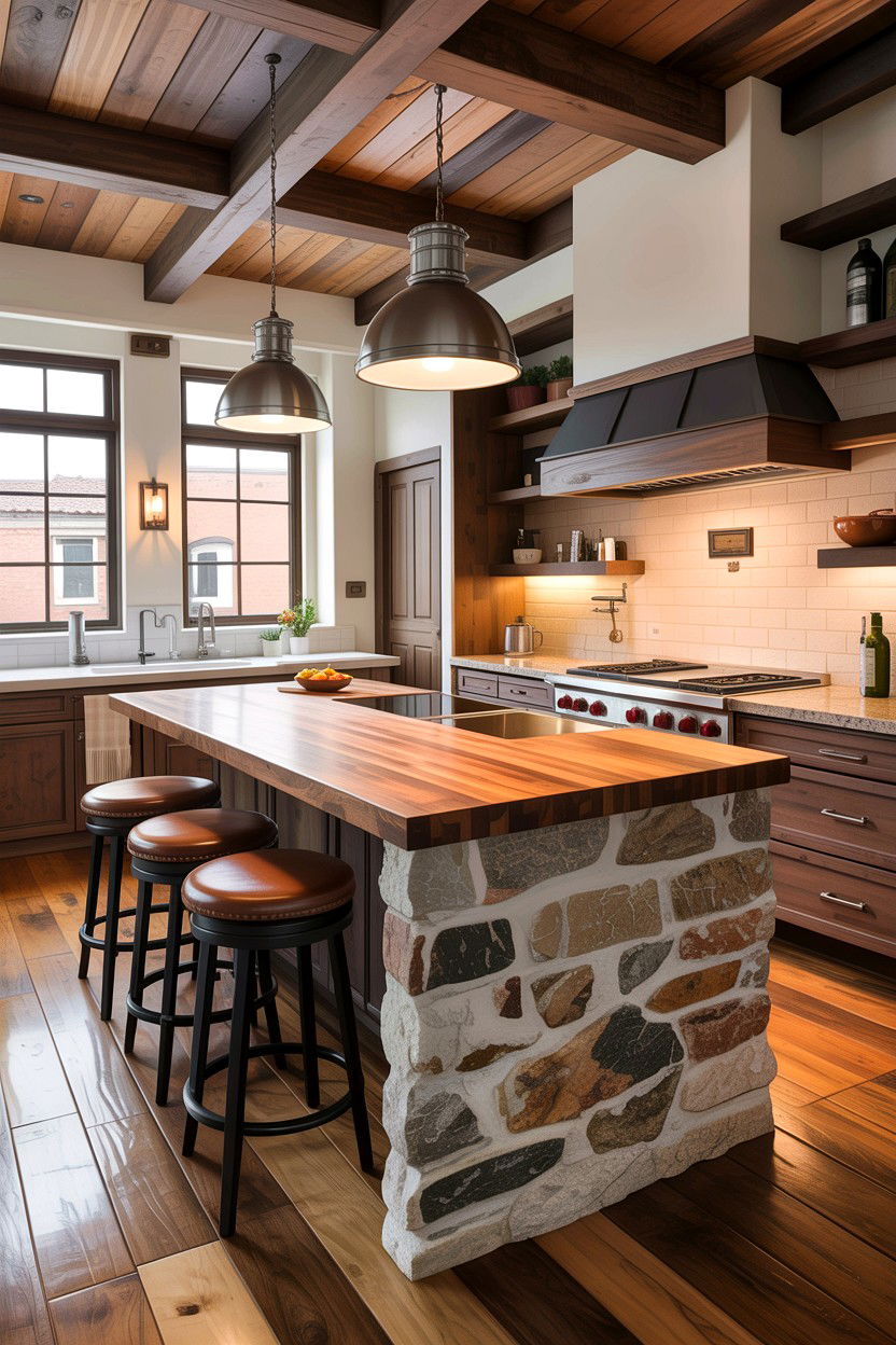 Granite Kitchen Island Base - 30 stone accent ideas