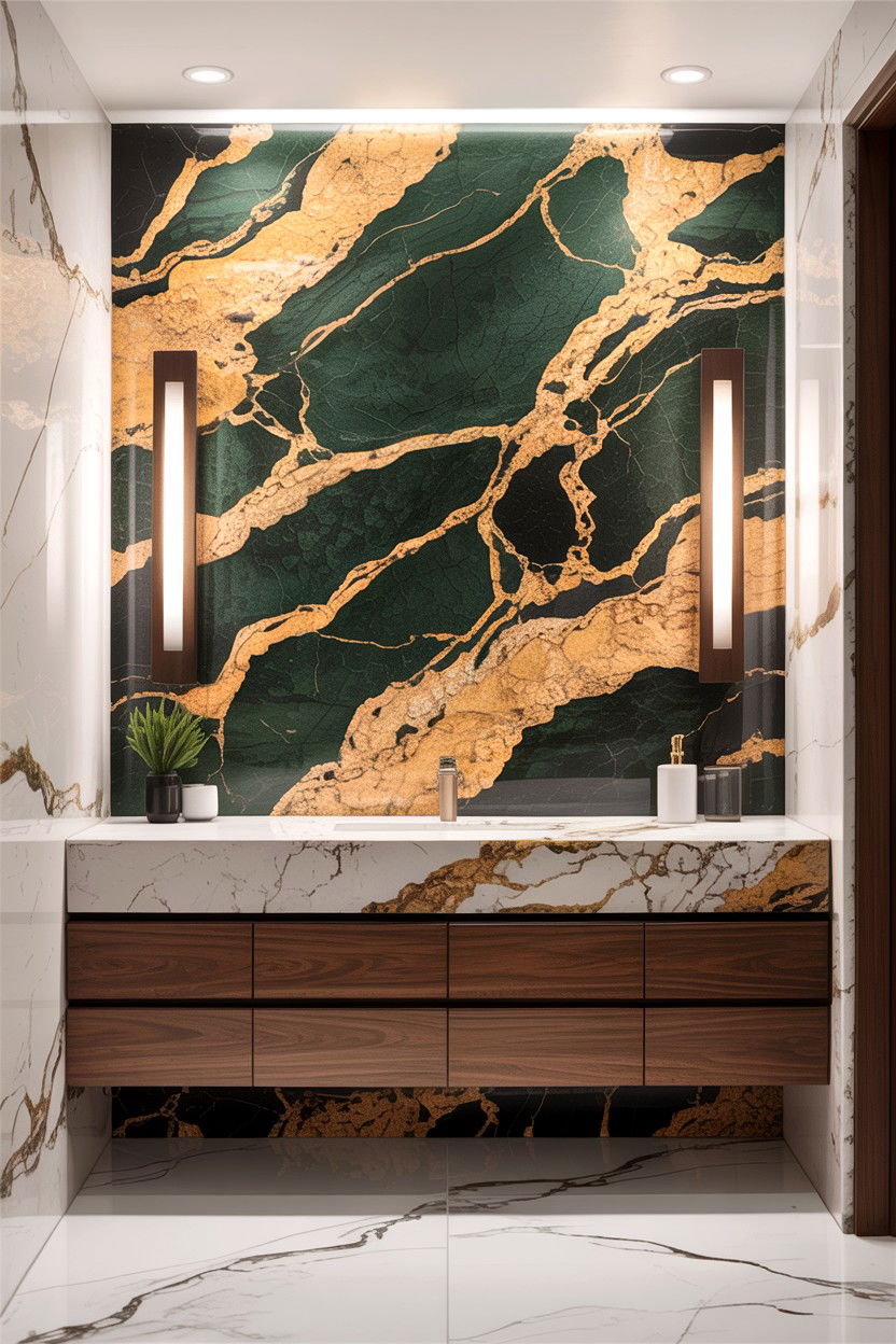 Granite accent wall - 30 granite bathroom ideas