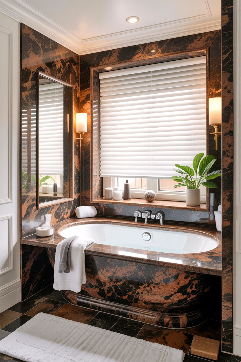 Granite bathtub surround - 30 granite bathroom ideas