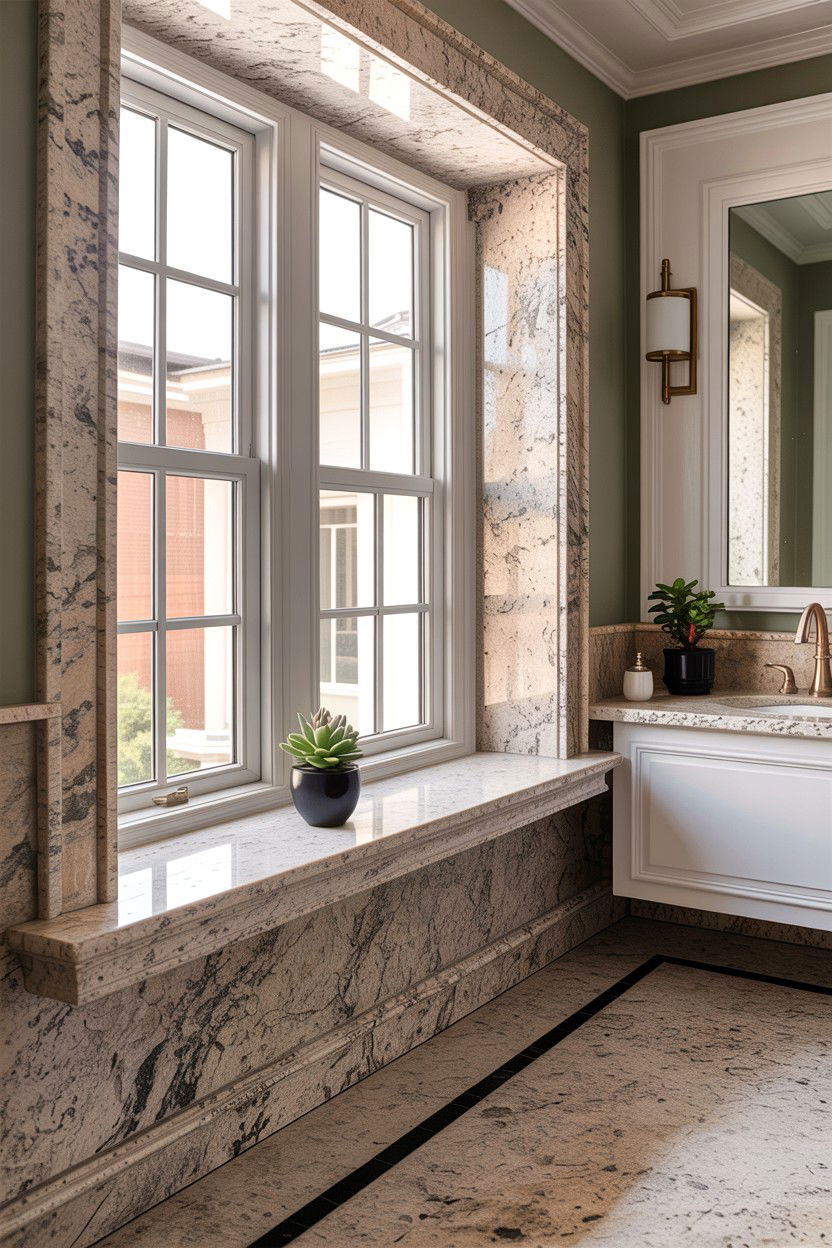 Granite window sill - 30 granite bathroom ideas
