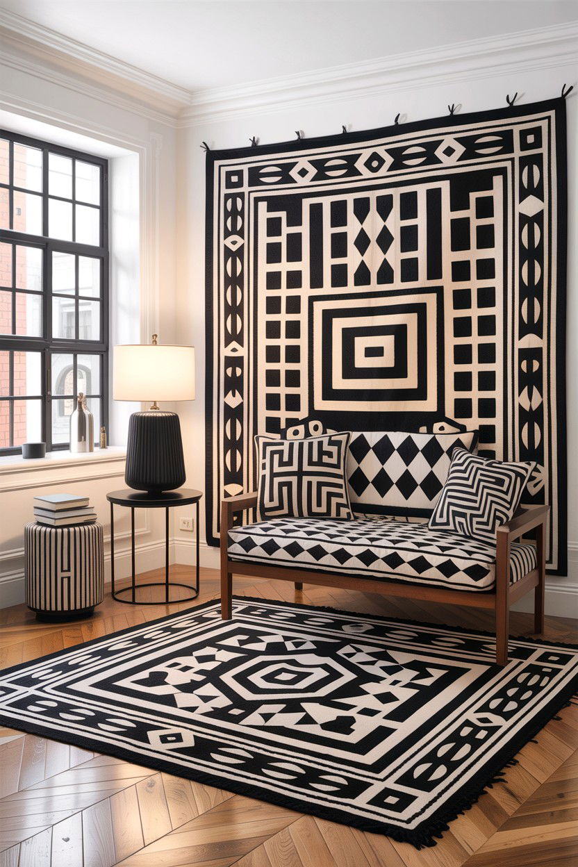 Graphic print accent room - 30 Finnish living room ideas