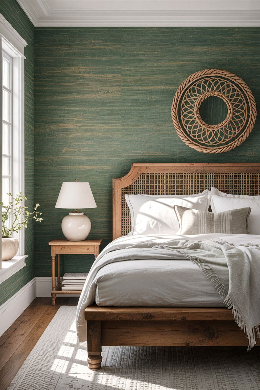 Grasscloth Wallpaper Organic Bedroom - 30 layered texture bedroom ideas