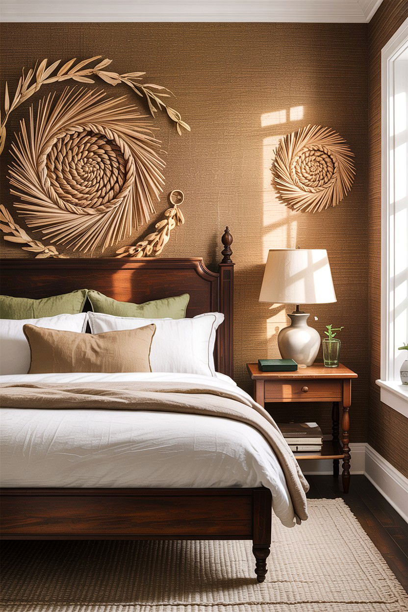 Grasscloth wallpaper accent - 30 bedroom textured walls