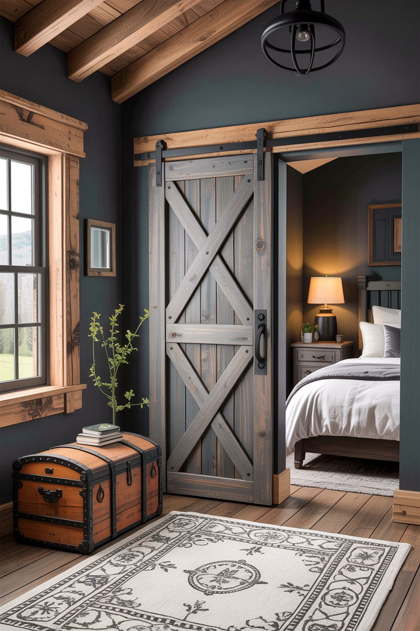 Gray Barn Door Bedroom - 30 rustic gray bedroom ideas