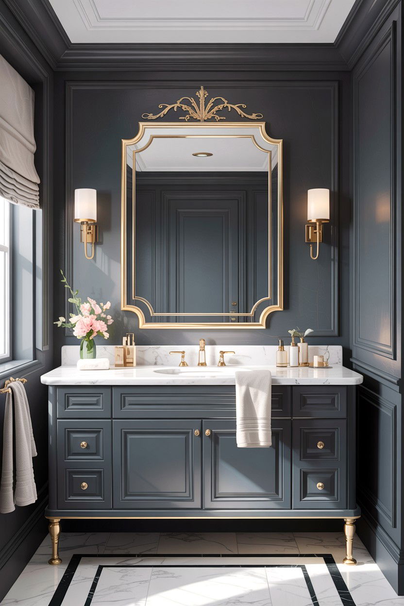 Gray Bathroom With Gold Accents - 30 gray bathroom ideas