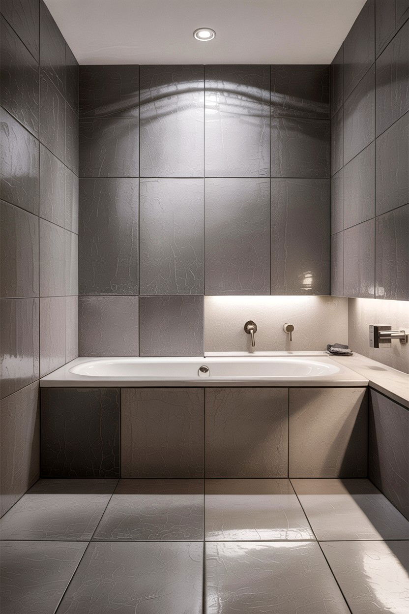 Gray Concrete Tile - 30 concrete bathroom ideas