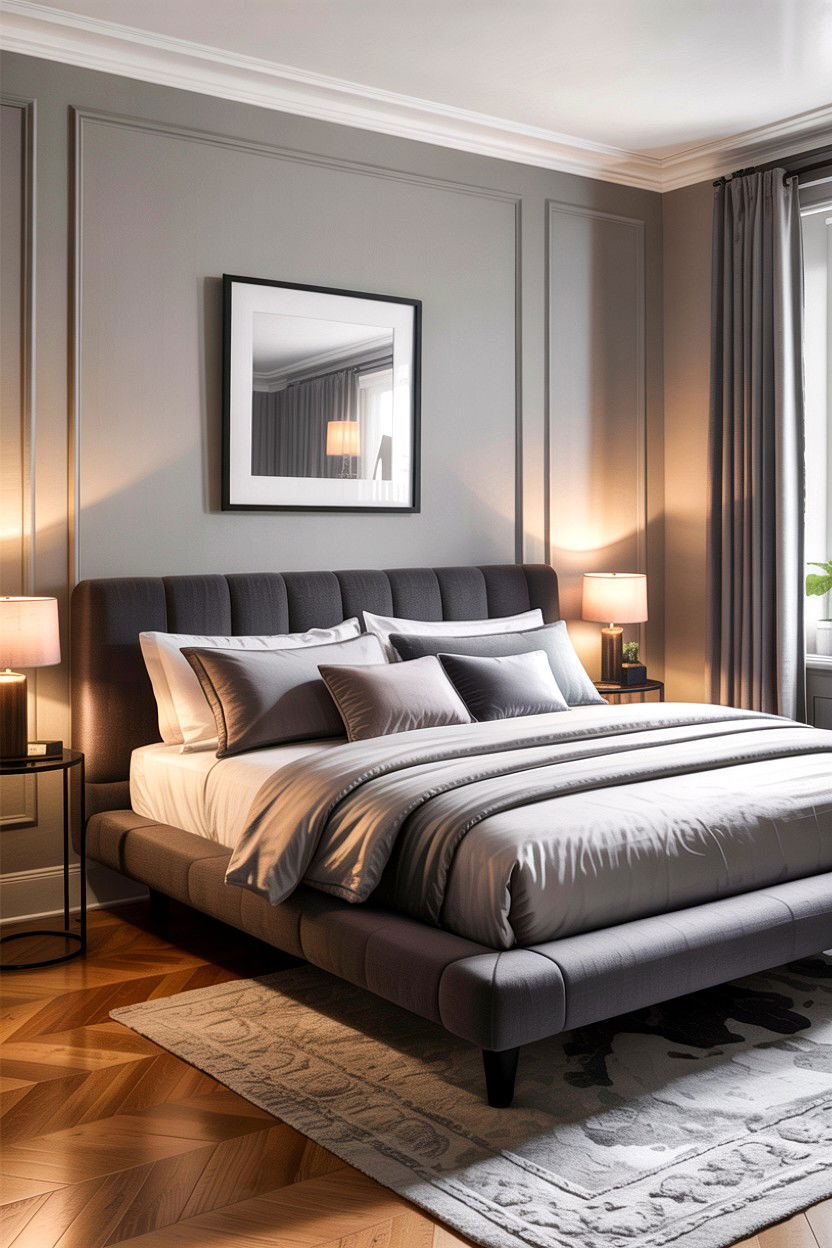 Gray Fabric Floating Bed - 30 bedroom floating bed ideas