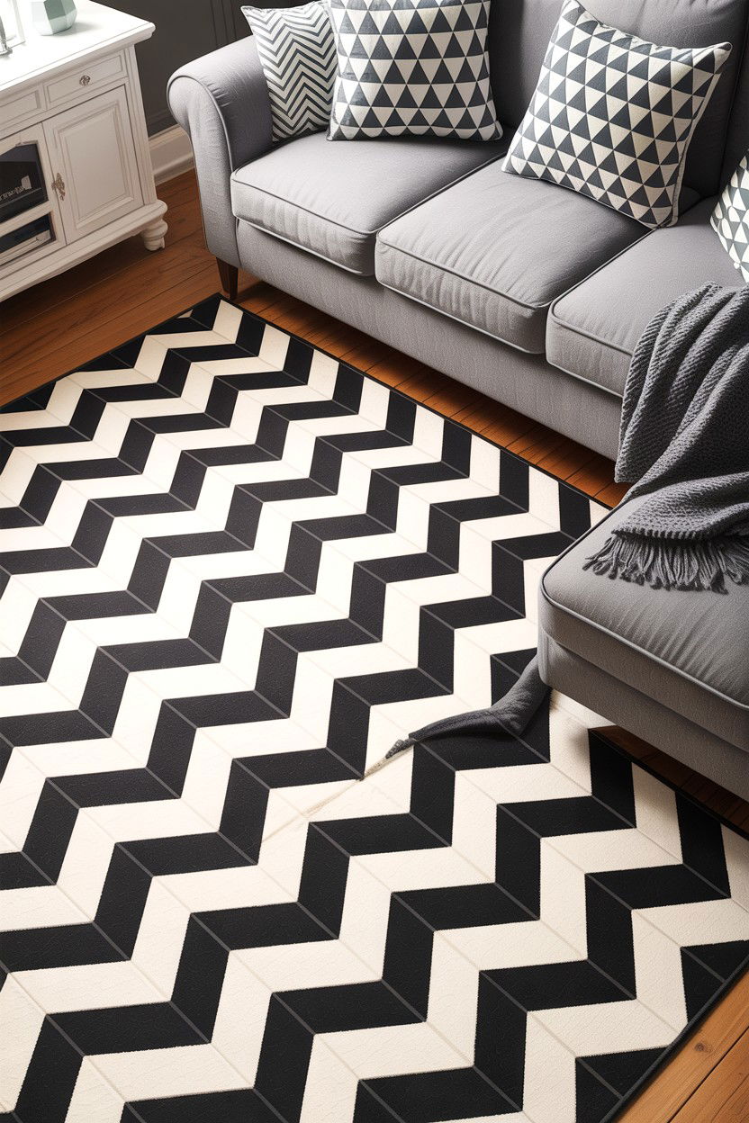 Gray Living Room With Geometric Patterns - 30 scandinavian gray living room ideas