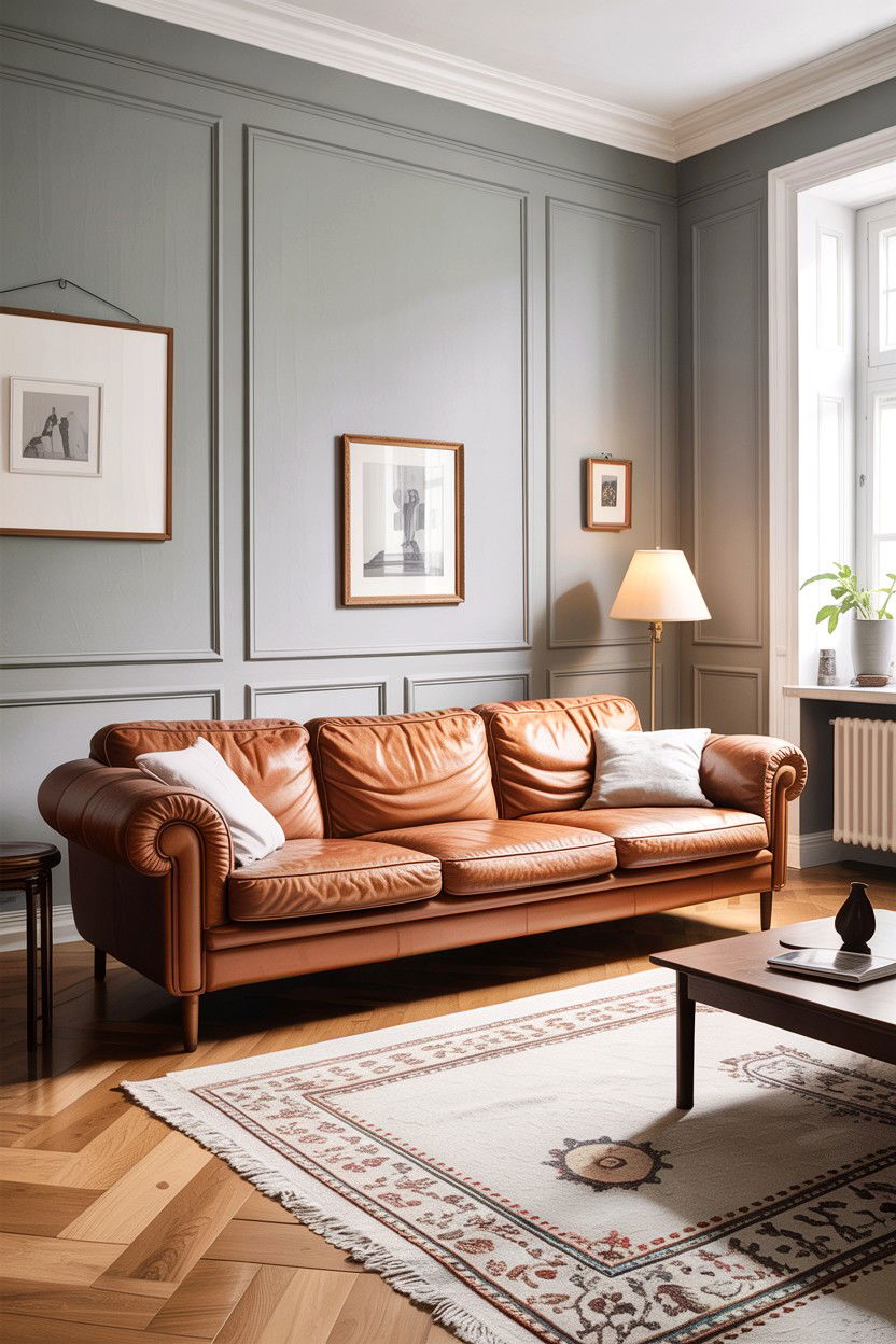 Gray Living Room With Leather Furniture - 30 scandinavian gray living room ideas