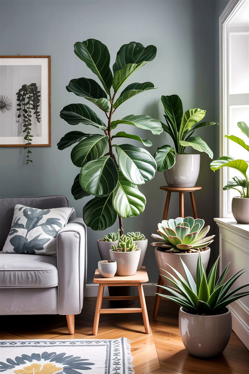 Gray Living Room With Plants - 30 scandinavian gray living room ideas