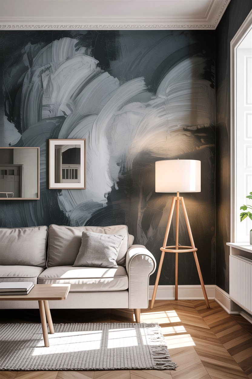 Gray Living Room With Textured Walls - 30 scandinavian gray living room ideas