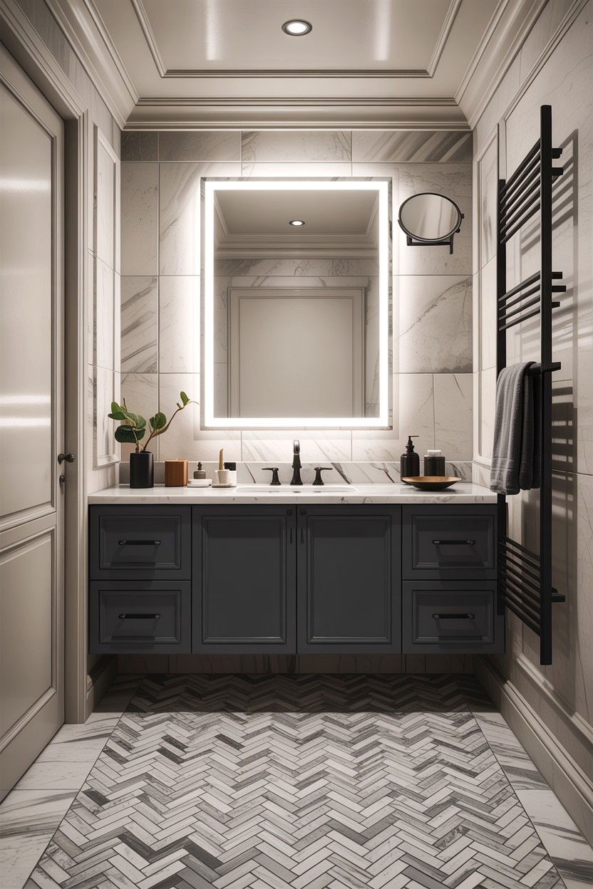 Gray Marble Basketweave Floor - 30 basketweave tile bathroom ideas